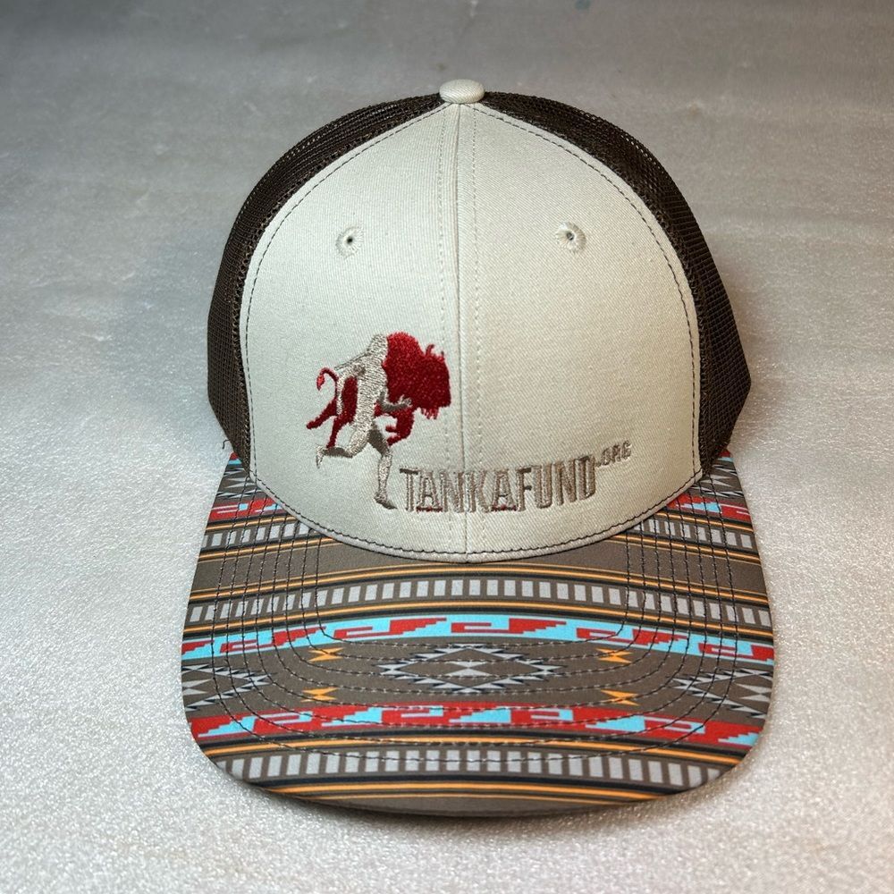 Tanka Fund (Bison) Native American print, Brown Adj Snap Cap OSFM